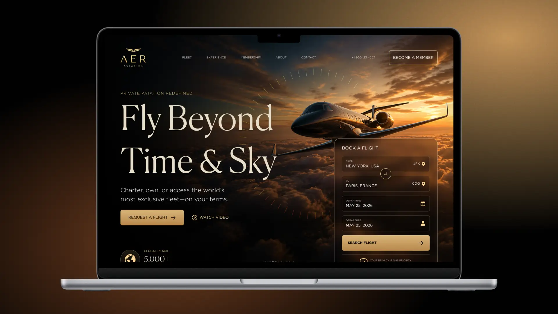 Private Jet Booking Website UI/UX