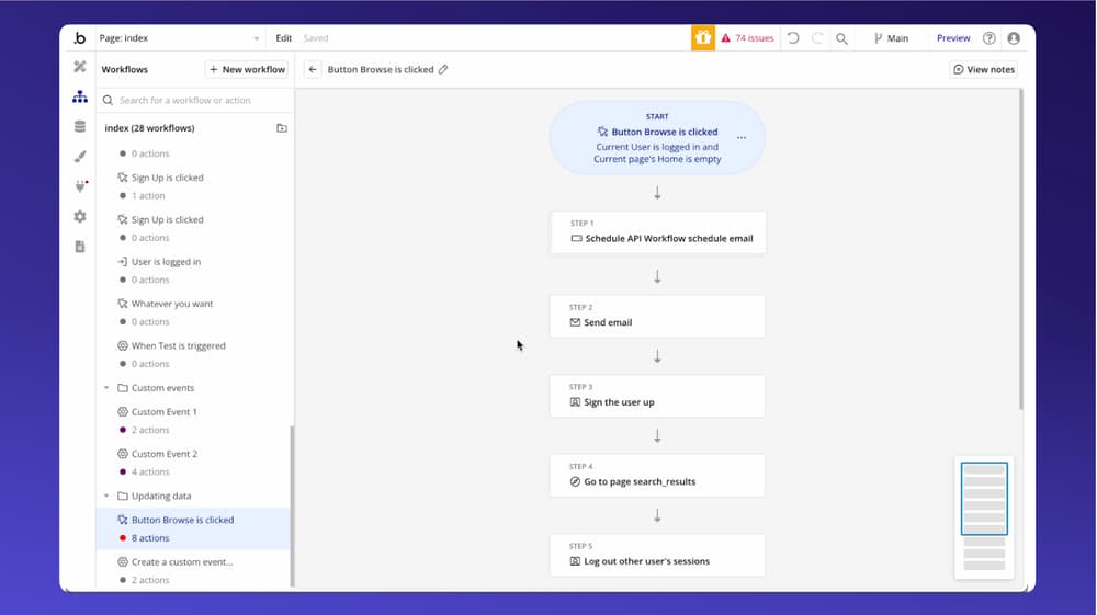 Bubble workflow tab beta, October 2024