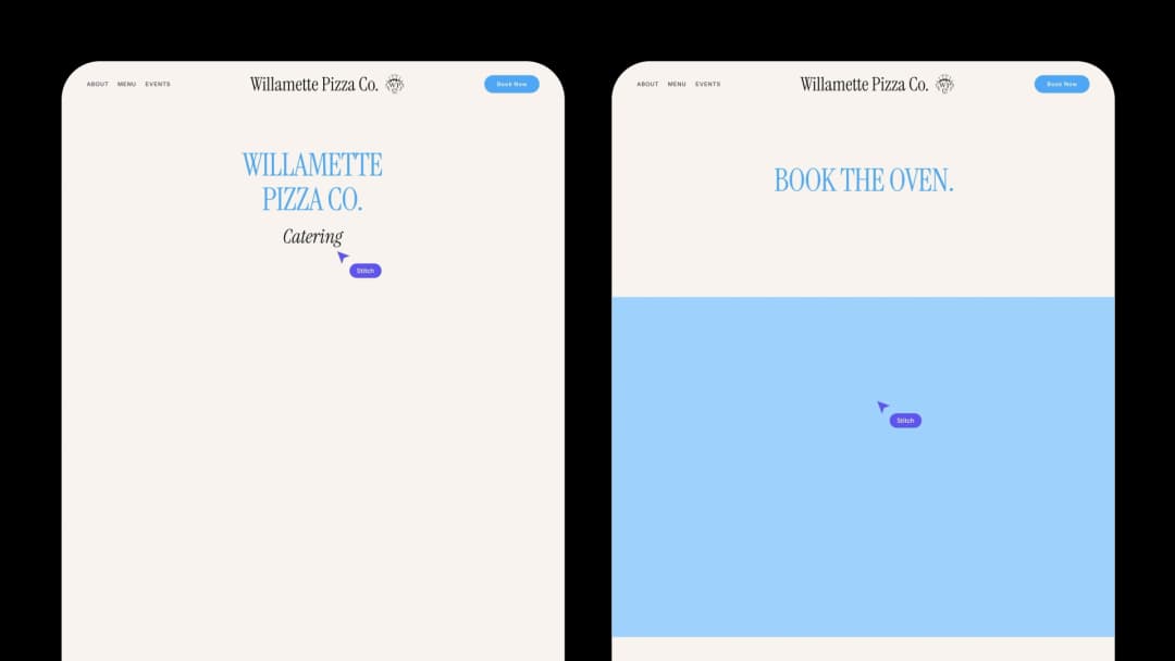 Stitch streaming two pizza website designs